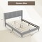 Platform Bed Frame with Linen Upholstered Wing-back Headboard and Solid Wood Legs